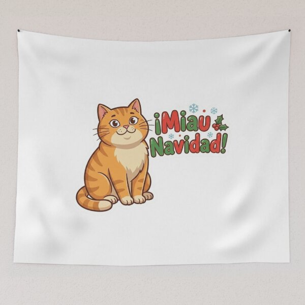 Item preview, Cute Miau Navidad Spanish Christmas Cat Art designed and sold by Innova_Creations.