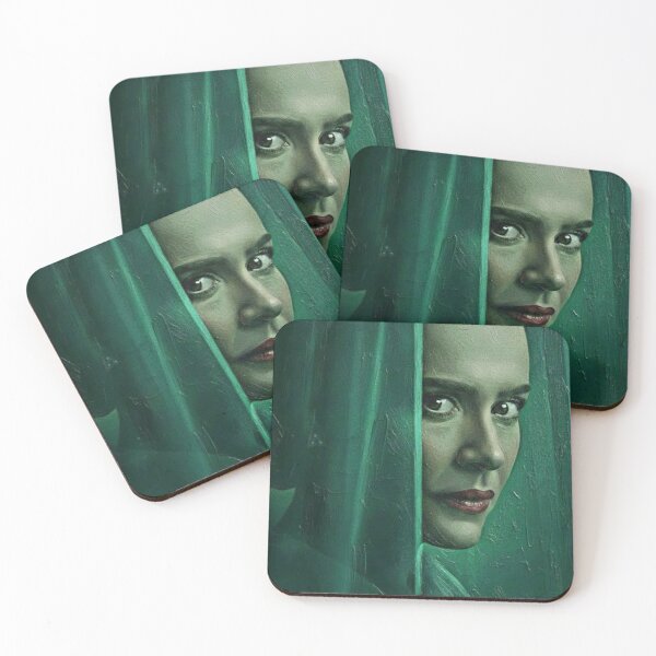 Item preview, Intense Nurse Portrait Green Filter Art | Red Lips Hospital Drama Painting | Vintage Horror Poster designed and sold by Art's Diner.