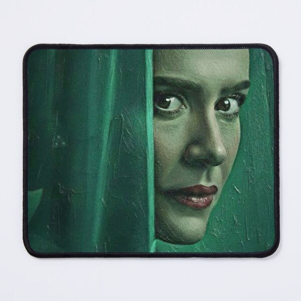 Item preview, Intense Nurse Portrait Green Filter Art | Red Lips Hospital Drama Painting | Vintage Horror Poster designed and sold by Art's Diner.
