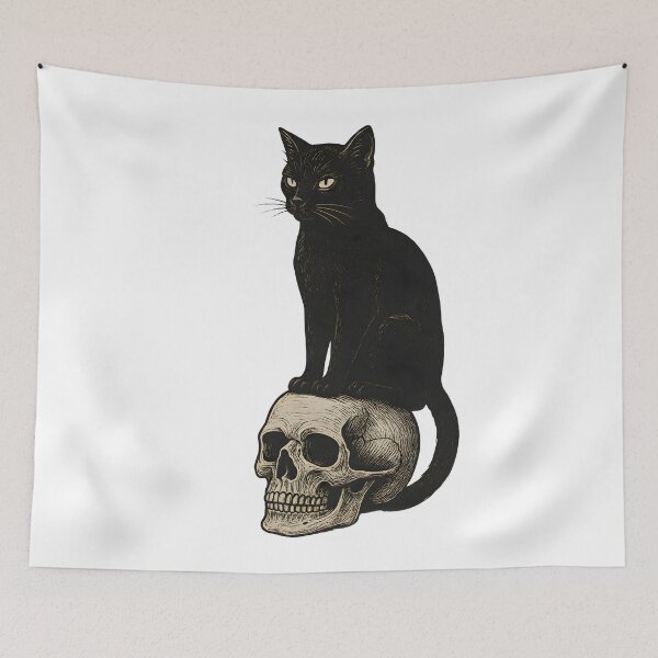 Item preview, Gothic Black Cat Skull Vintage Horror Art – Dark Occult Macabre Illustration designed and sold by JoyBoyStudio1.