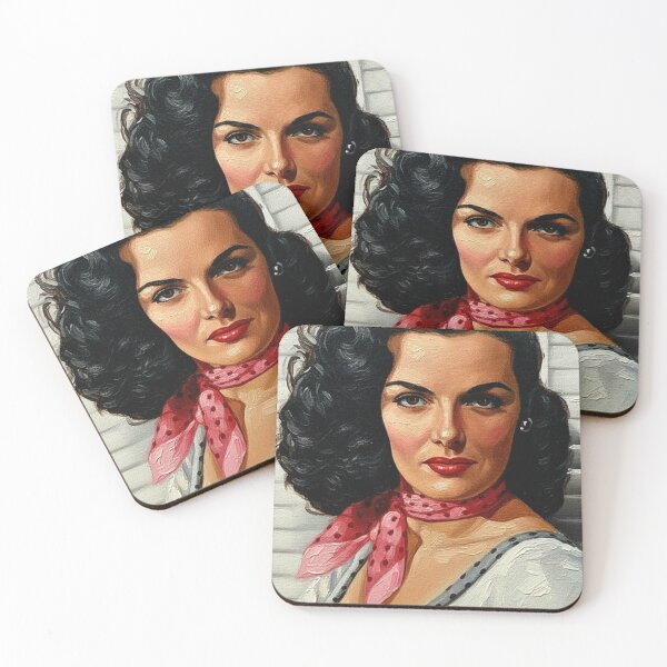 Item preview, 1940s Classic Star Polka Dot Scarf Art | Dark Hair Red Lips Painting | Old Hollywood Style designed and sold by Art's Diner.