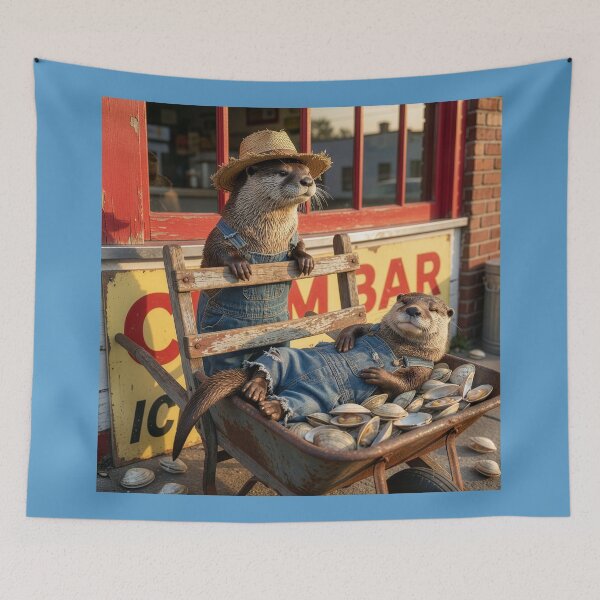 Item preview, Otters Visit All-You-Can-Eat Clam Bar designed and sold by Tridentulus.