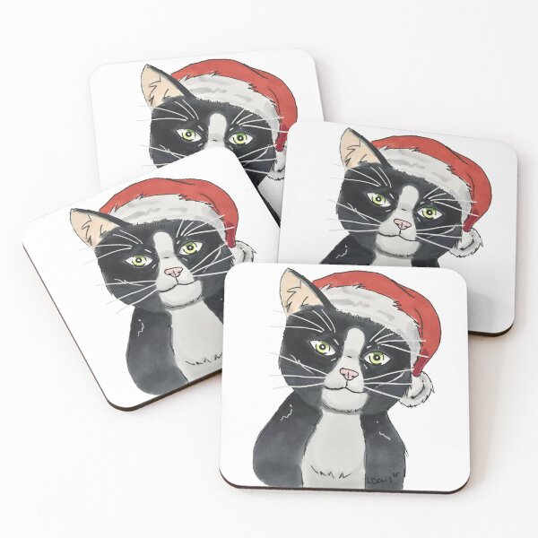 Item preview, Tuxedo Cat In Santa Hat designed and sold by Tehangelic101.