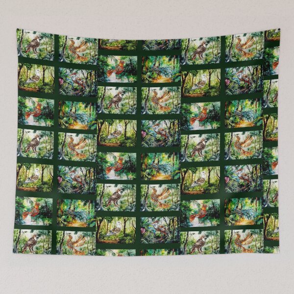 Item preview, Steampunk Mechanical Bird in Watercolor Jungle designed and sold by Doodle-Bloom.