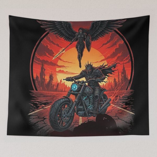 Item preview, Lone Shadow Rider with Valkyrie flying Sigma, Apocalyptic Fantasy  designed and sold by fadedrosedesign.
