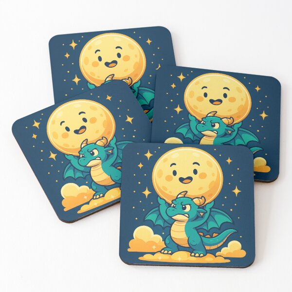 Item preview, Tiny Dragon Holding Up the Moon – Cute Cartoon Fantasy Dragon Art designed and sold by EpicDragons-.
