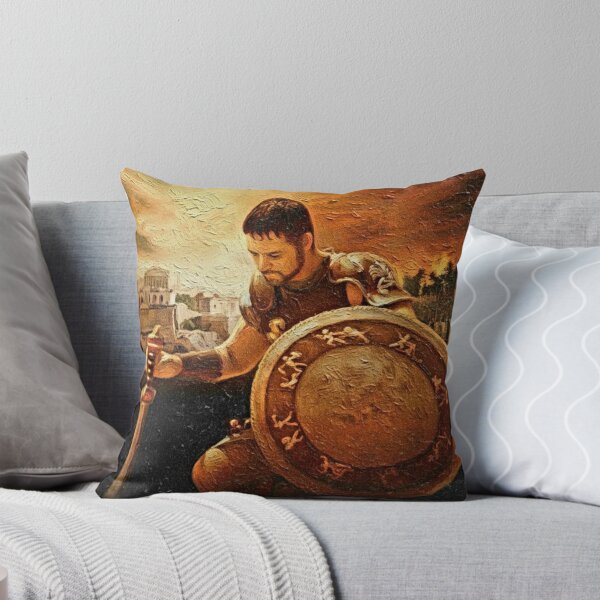 Item preview, Kneeling Gladiator Armor Shield Art | Historical Epic Movie Poster Painting | Fiery Roman Empire designed and sold by Art's Diner.