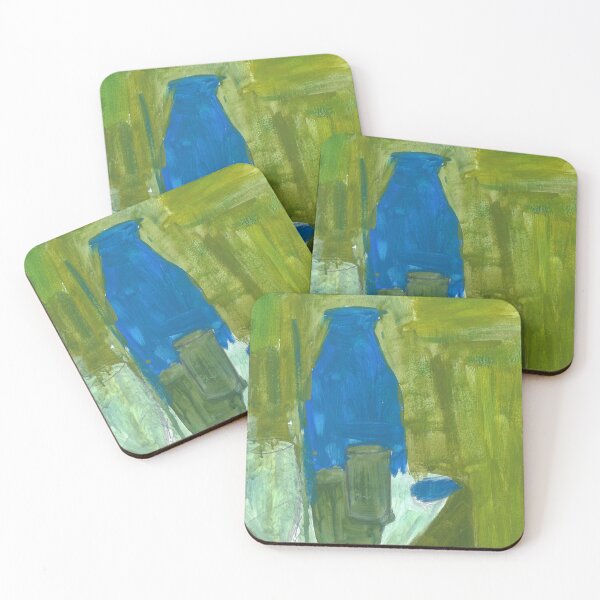 Item preview, Blue pitcher and cups on table designed and sold by Kayli's Art.