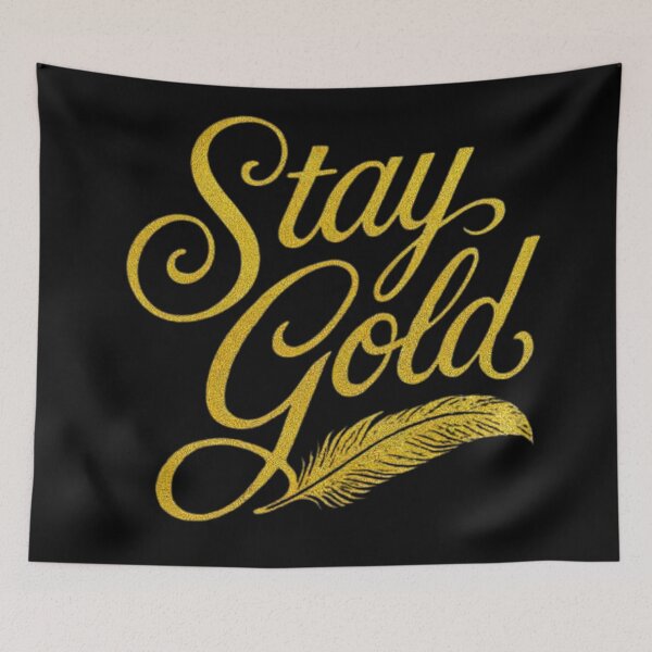 Item preview, Stay Gold Retro Glitter Feather on Black Design designed and sold by H2Vibes.