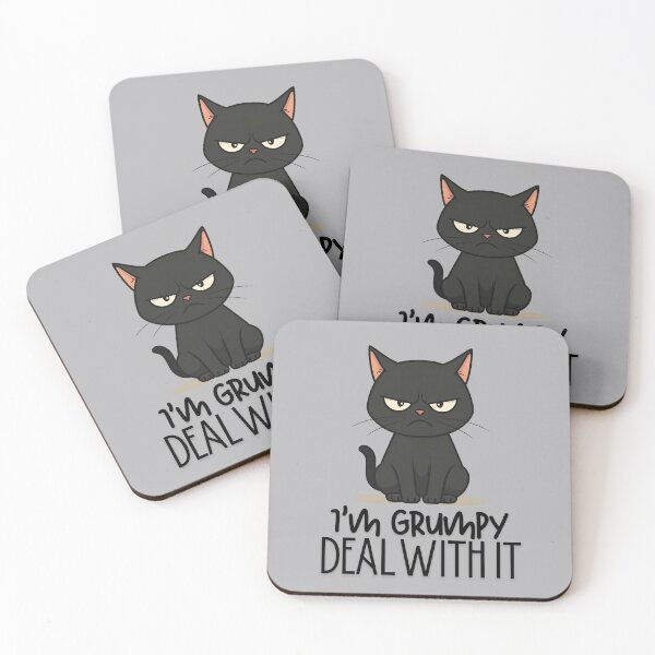Item preview, Grumpy Black Cat Illustration Cute Angry Cat Cartoon Art designed and sold by SimplyJasper.