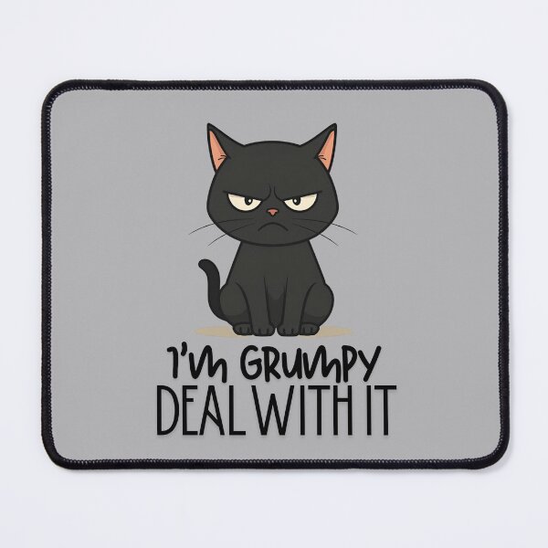 Item preview, Grumpy Black Cat Illustration Cute Angry Cat Cartoon Art designed and sold by SimplyJasper.