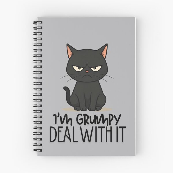 Item preview, Grumpy Black Cat Illustration Cute Angry Cat Cartoon Art designed and sold by SimplyJasper.