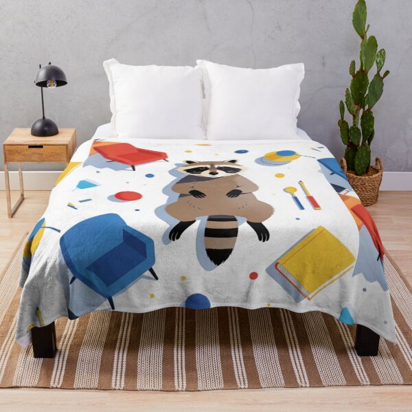Item preview, Whimsical Raccoon Modern Art Illustration | Bright Minimalist Flat Design Primary Colors designed and sold by Cherrydora.