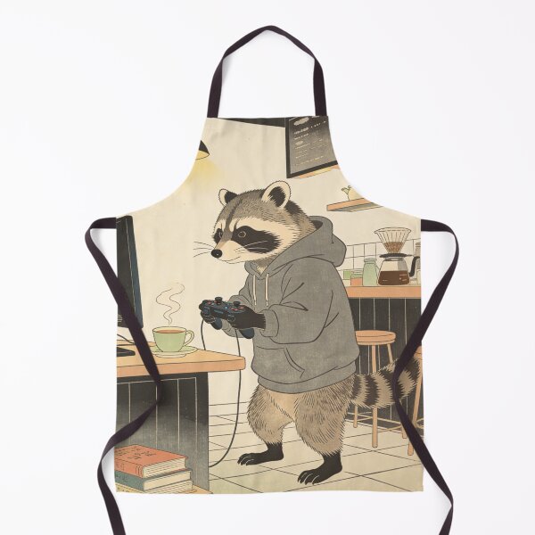 Item preview, Cozy Raccoon Gamer Lofi Aesthetic Art - Japanese Ukiyo-e Coffee Shop Vibe designed and sold by Cherrydora.