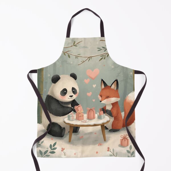 Item preview, Valentine’s Panda & Red Fox Couple • Whimsical Heart Envelope Prep Art designed and sold by WildlifeWhimsy.