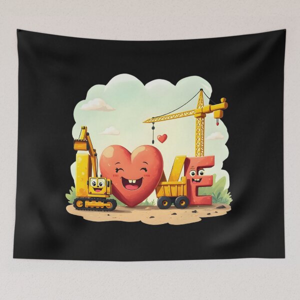 Item preview, valentines day boys kids toddler construction truck hearts t-shirt designed and sold by SoftyDesigns.