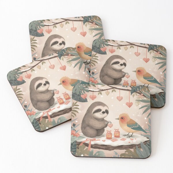 Item preview, Valentine’s Sloth & Lovebird Couple • Whimsical Heart Charm Prep Art designed and sold by WildlifeWhimsy.