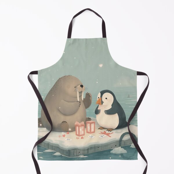 Item preview, Valentine’s Walrus & Puffin Couple • Whimsical Arctic Heart Prep Art designed and sold by WildlifeWhimsy.