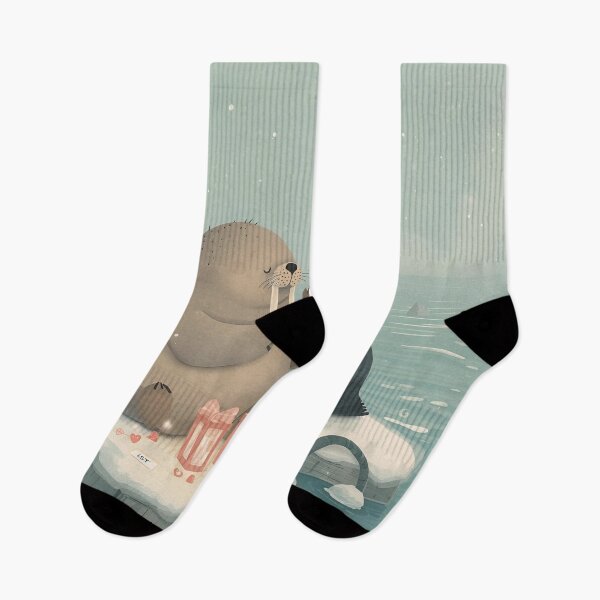 Item preview, Valentine’s Walrus & Puffin Couple • Whimsical Arctic Heart Prep Art designed and sold by WildlifeWhimsy.