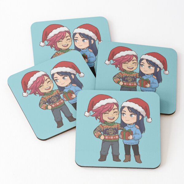 Item preview, Vi and Caitlyn Arcane Christmas - Cute Chibi Comic Style Fan Art, Holiday Gift for Arcane Fans designed and sold by Brudy-R.