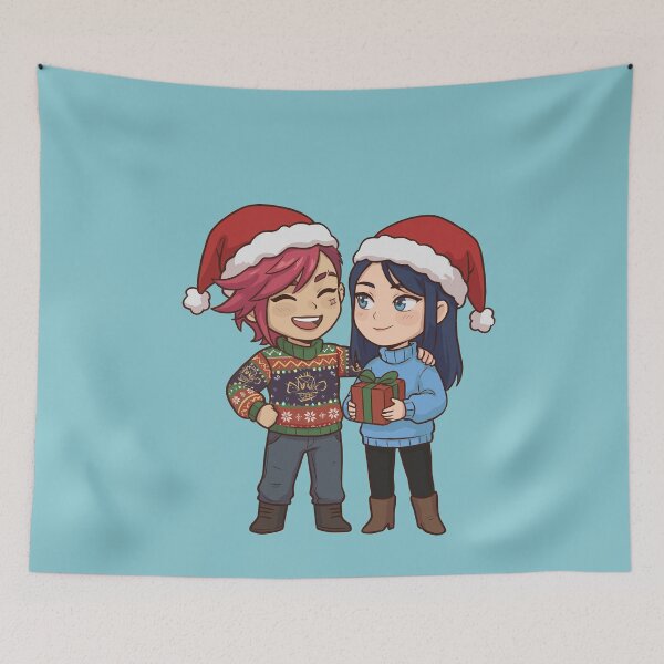 Item preview, Vi and Caitlyn Arcane Christmas - Cute Chibi Comic Style Fan Art, Holiday Gift for Arcane Fans designed and sold by Brudy-R.
