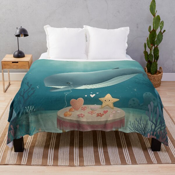 Item preview, Valentine’s Whale & Starfish Couple • Whimsical Underwater Heart Prep Art designed and sold by WildlifeWhimsy.