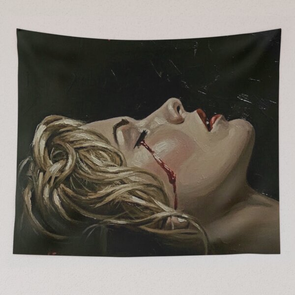 Item preview, Blonde Woman Bleeding Eye Art | Dark Vampire Series Painting | Gothic Romance Poster designed and sold by Art's Diner.
