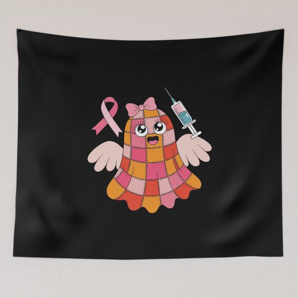 Item preview, Preppy Cute Pink Ribbon Ghost Nurse Halloween Breast Cancer designed and sold by skanderio.