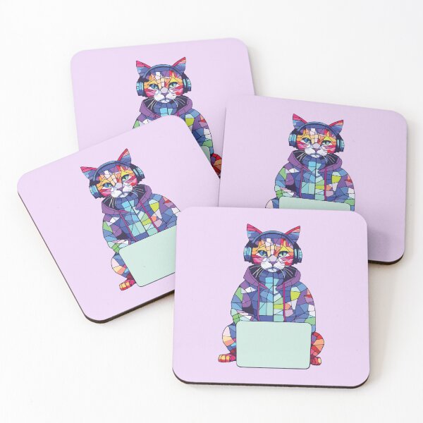 Item preview, cat on computer mosaic designed and sold by designmari.