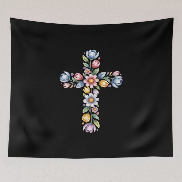 Item preview, Pretty Flowers Cross Spiritual Gardener Wildflowers designed and sold by imsamaharem.