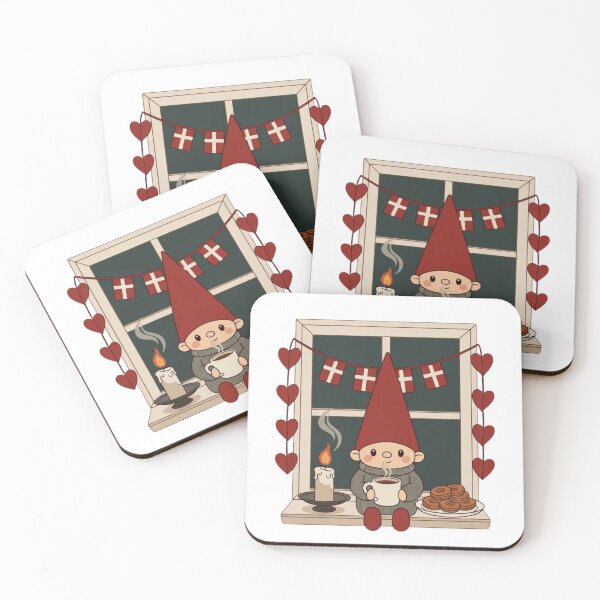 Item preview, Danish Christmas Hygge Nisse T-Shirt | Nordic Jul Hearts & Flags Tee designed and sold by GeniePixel.