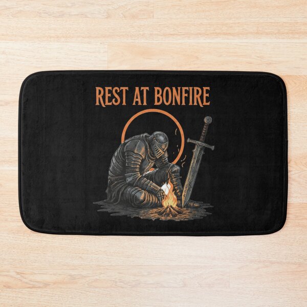 Item preview, Dark Fantasy Bonfire Knight T-Shirt | Rest and Try Again Souls-Inspired Tee designed and sold by GeniePixel.