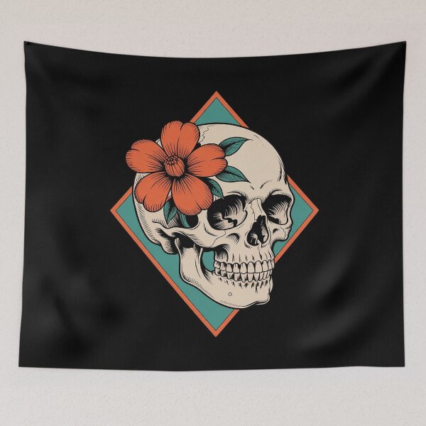 Item preview, Psychedelic Skull with Blooming Flowers designed and sold by countntenov.