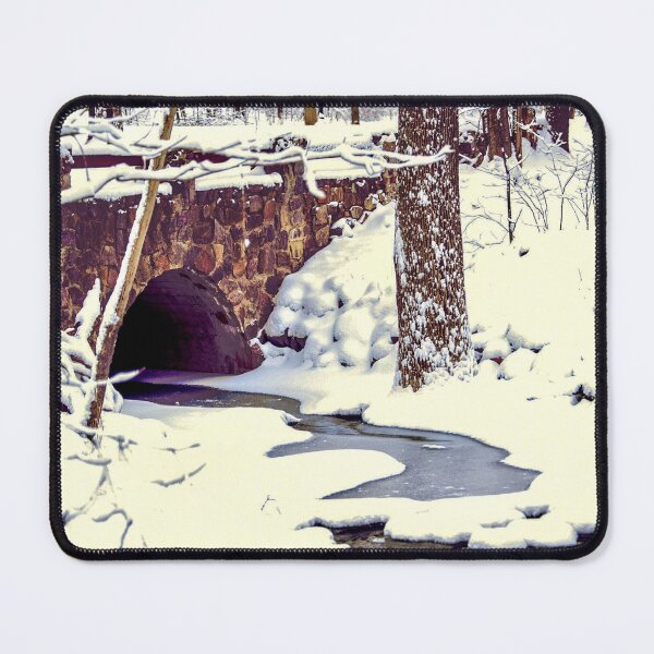 Artikelvorschau, Alte Steinbrücke im Schnee – Winterfotografie am Devils Lake entworfen und verkauft von aadventures.