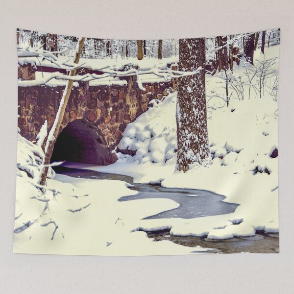 Item preview, Old Stone Bridge in Snow – Devils Lake Winter Photography designed and sold by aadventures.