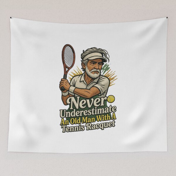 Item preview, Never Underestimate An Old Man With A Tennis Racquet Funny Tennis Player Grandpa Tee designed and sold by GeniePixel.