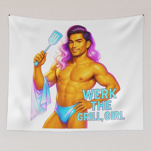 Item preview,  Werk the Grill, Girl ♨–♨ BAR-B-Q COLLECTION – Neon Heat Edition designed and sold by WheelieGdArt.