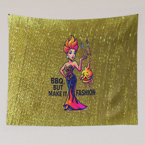 Item preview, BBQ, But Make It Fashion ♨–♨ BAR-B-Q COLLECTION – Haute Grill Couture - Gold Lamé  designed and sold by WheelieGdArt.