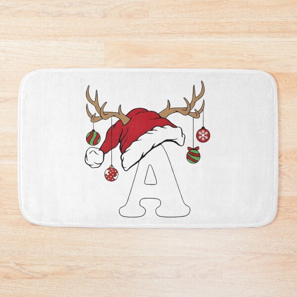 Item preview, Christmas Monogram Letter A with Santa Hat and Antlers designed and sold by NovaDoodle Art Studio.