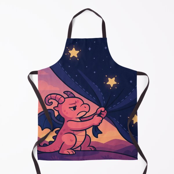 Item preview, Tiny Dragon Pulling the Night Sky – Cozy Cartoon Fantasy Dragon Art designed and sold by EpicDragons-.