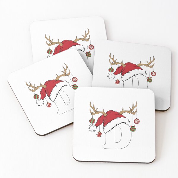 Item preview, Christmas Monogram Letter D with Santa Hat designed and sold by NovaDoodle Art Studio.