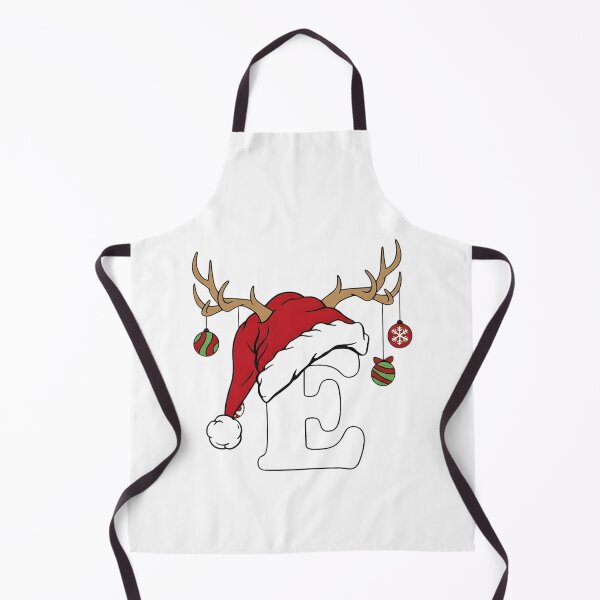 Item preview, Christmas Monogram Letter E with Santa Hat and Antlers designed and sold by NovaDoodle Art Studio.