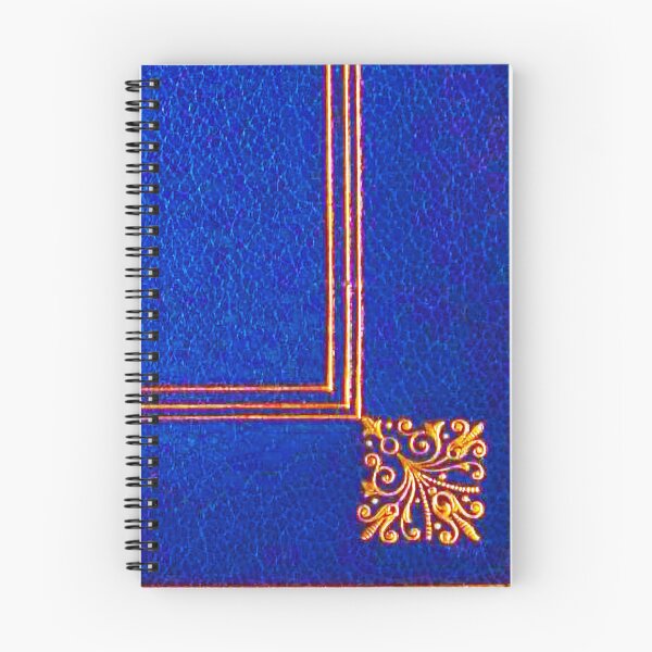 Item preview, Regal Sapphire Leather Book Cover ✍ – Gold Ornamental Frame Design - Victorian designed and sold by WheelieGdArt.