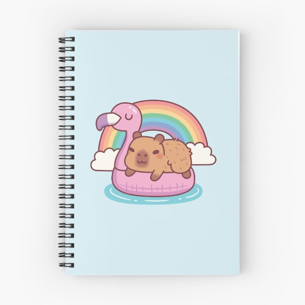 Item preview, Cute Capybara Chills On Flamingo Float Rainbow And Clouds designed and sold by rustydoodle.