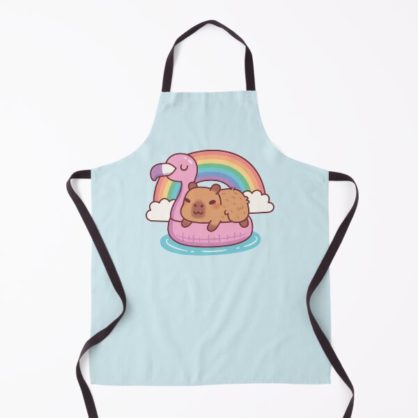 Item preview, Cute Capybara Chills On Flamingo Float Rainbow And Clouds designed and sold by rustydoodle.