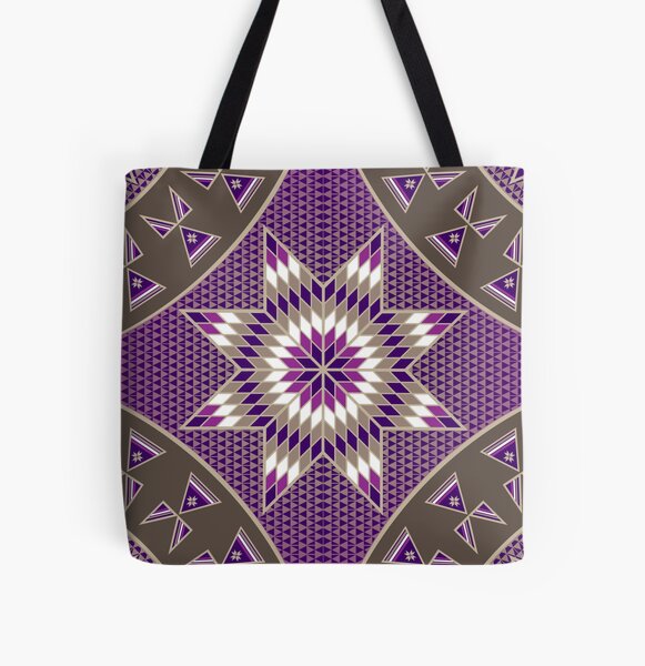 Morning Star with Tipi's (Purple) All Over Print Tote Bag