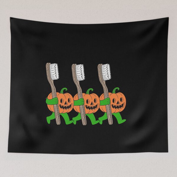 Item preview, Pumpkins with Toothbrushes Halloween Art Dentist Hygienist designed and sold by genkihikki.