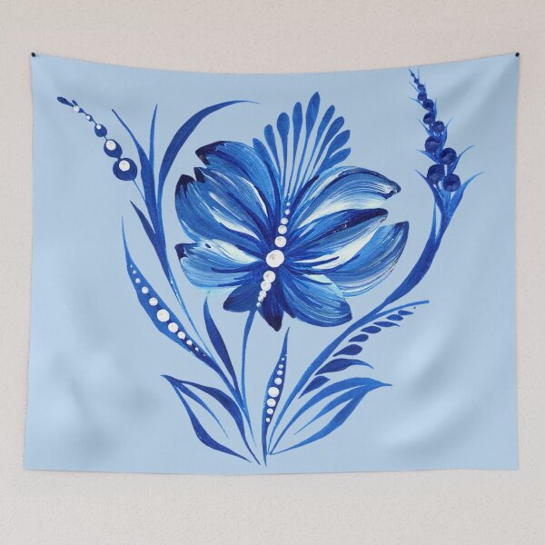 Item preview, Blue flower, Ukraine art, Petrykivka style, author's drawing, Christmas art designed and sold by Sunflower-7.
