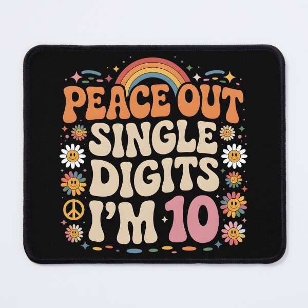 Item preview, Peace Out Single Digits I’m 10 – Retro Groovy Birthday T-Shirt for Kids designed and sold by SoftyDesigns.
