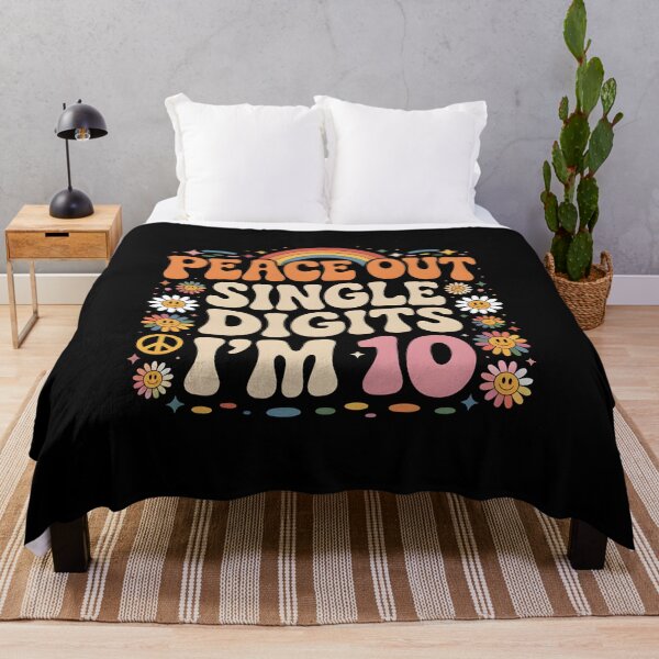 Item preview, Peace Out Single Digits I’m 10 – Retro Groovy Birthday T-Shirt for Kids designed and sold by SoftyDesigns.